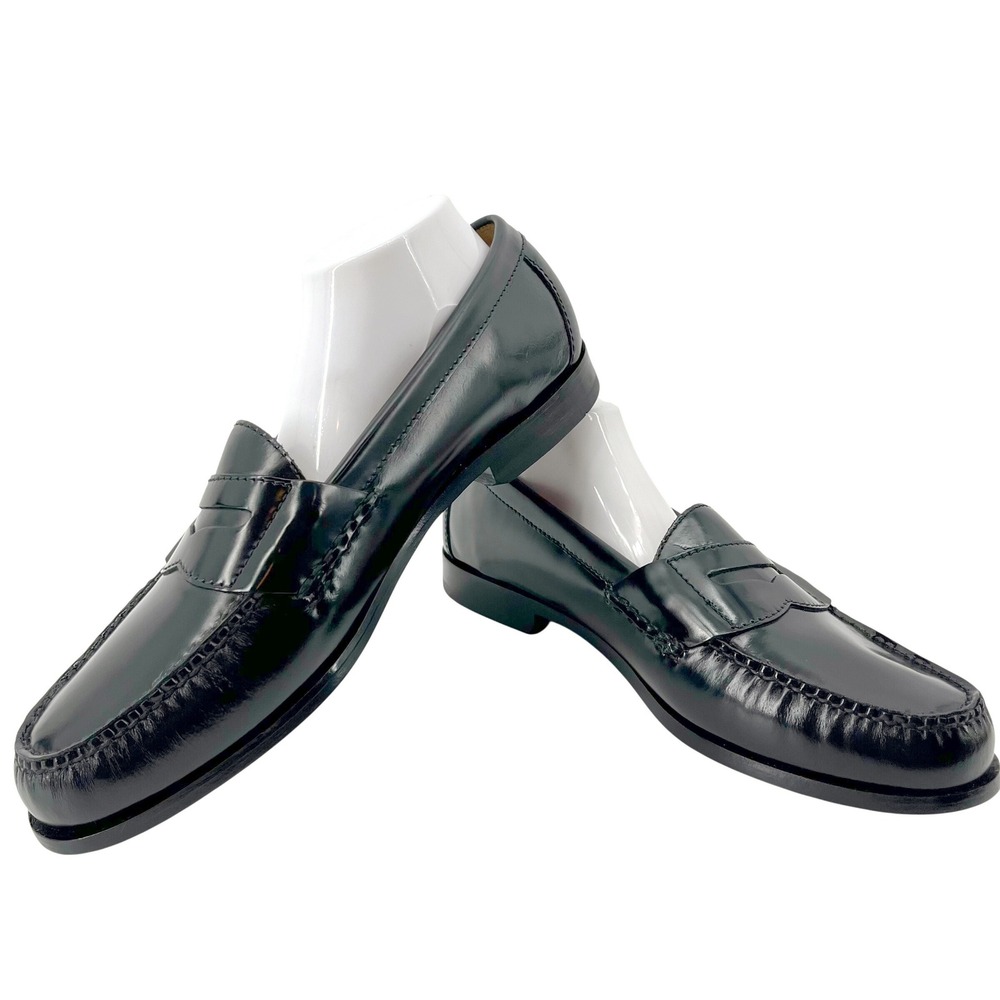 Cole Haan Pinch Penny Loafers 10.5 Blk Polished Leather Slip On Preppy Career